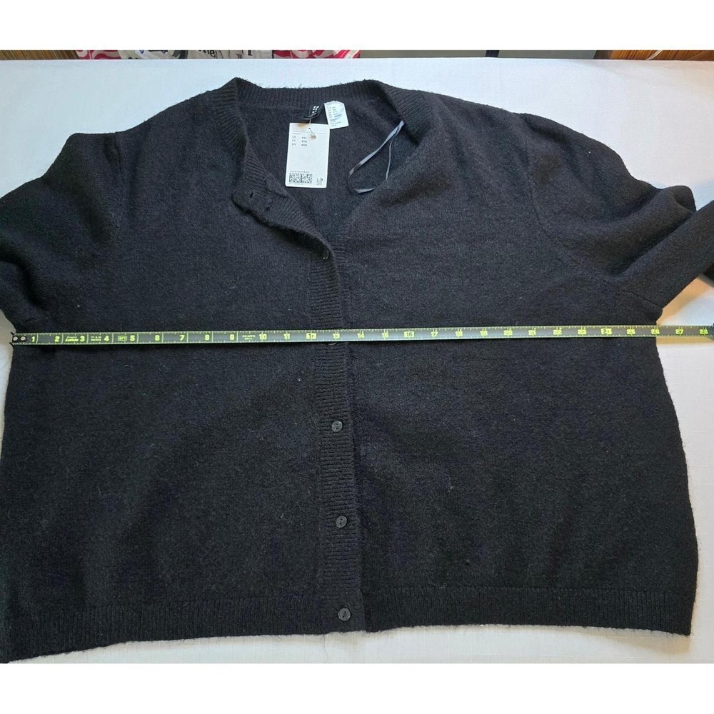 Black Button Front Cardigan Sweater Wool Blend Plus Size NWT Goth Dark Academia - Picture 3 of 6